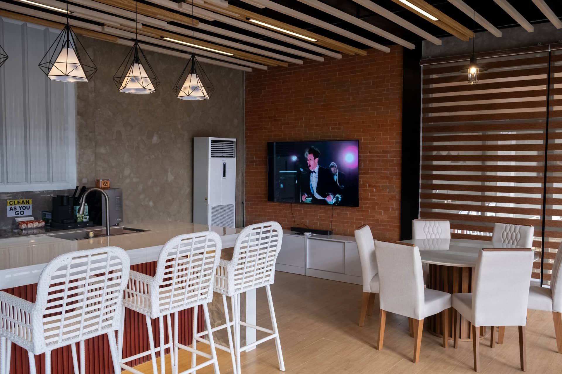 Indoor Dining & Entertainment Hall with Kitchen Island Bar