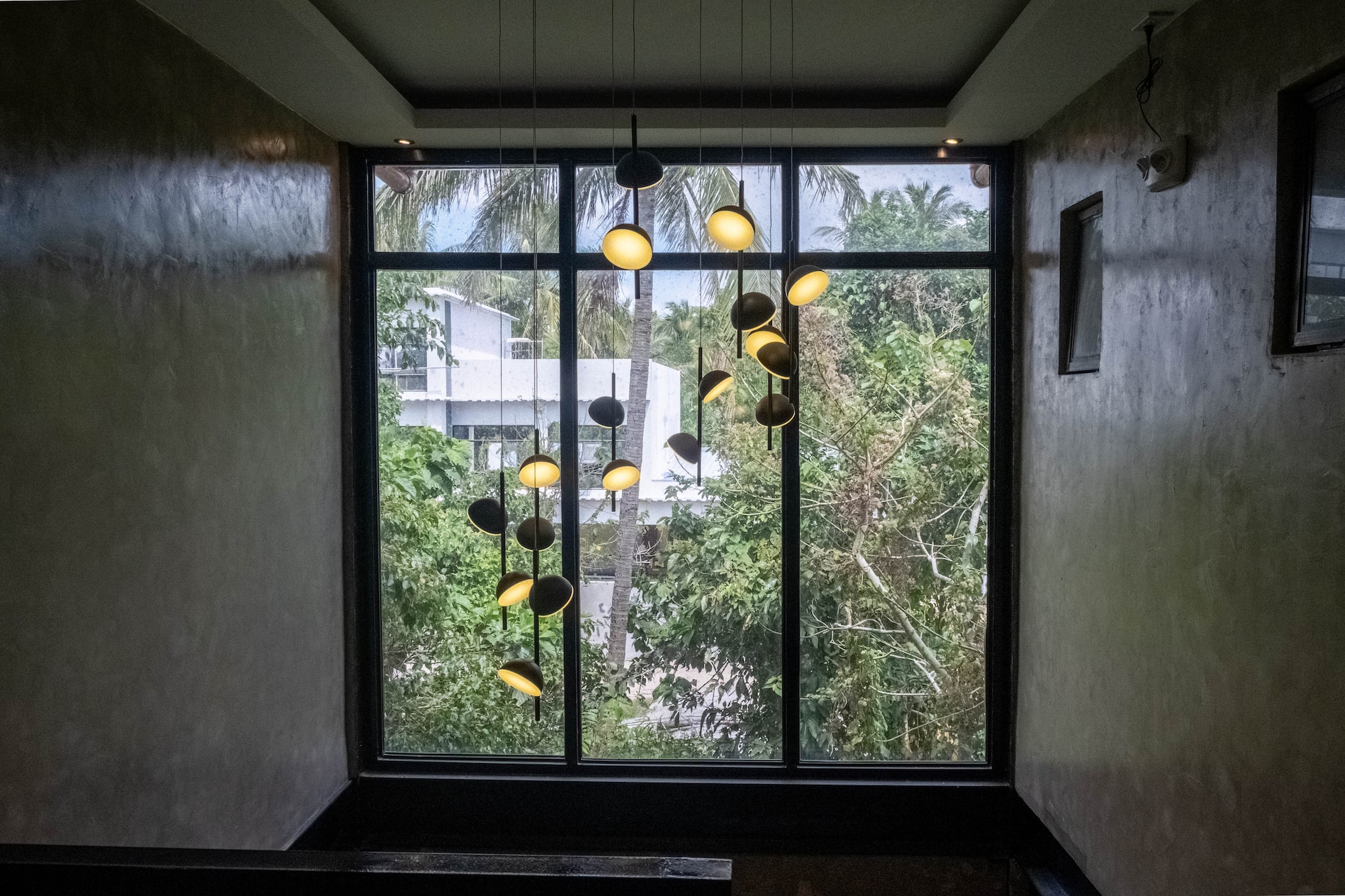 2nd Floor Stair Landing Atrium with Tree Foliage Picture Windows
